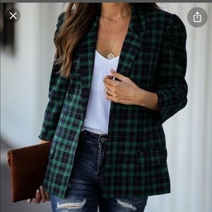 Green Plaid Blazer